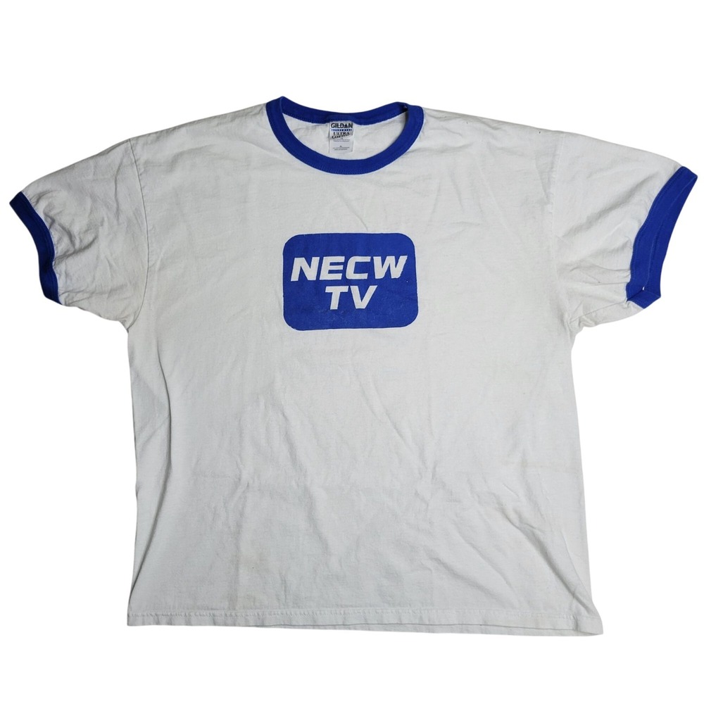 Vintage XL New England Championship Wrestling NECW TV‎ Ringer Shirt